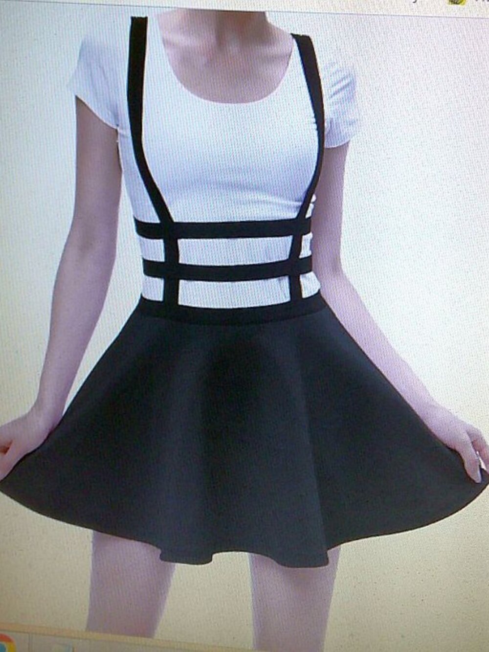 NWT "Urban CoCo" Suspender MINI SKIRT/A-Line DRESS Cage Strappy Jr Woman Sz L